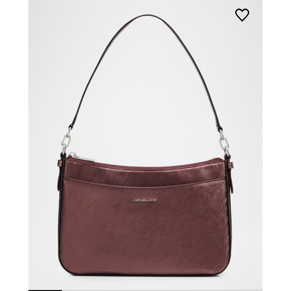 NWT Michael Kors Metallic Jet Set Oxblood Saffiano Leather Shoulder Crossbody